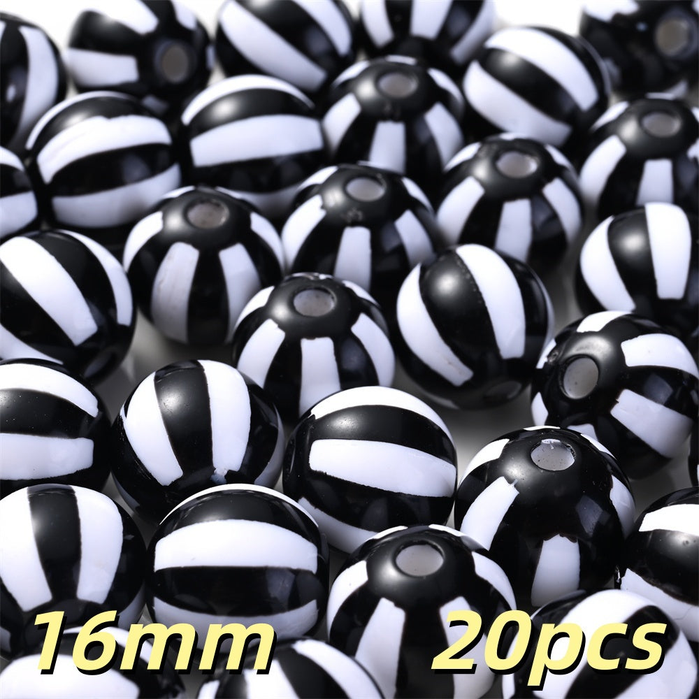 20pcs 12/16mm Acrylic Striped Halloween Beads
