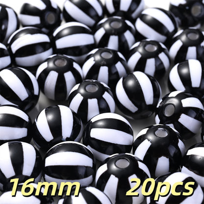 20pcs 12/16mm Acrylic Striped Halloween Beads
