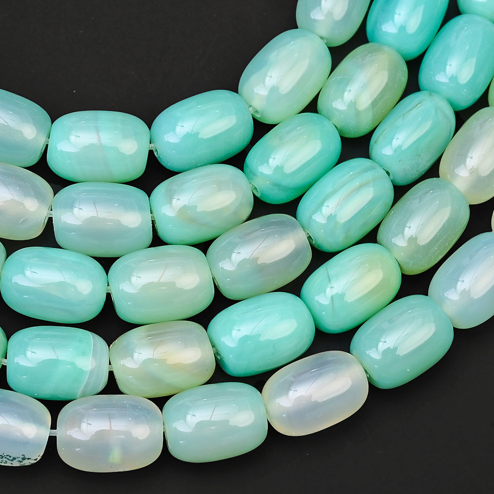 28pcs/strand 10x14mm Natural Agate Barrel Beads