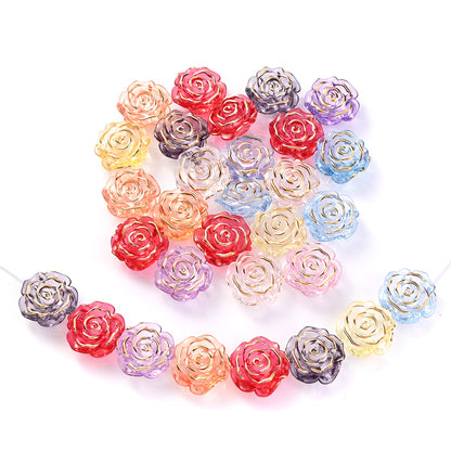Transparent Camellia Flower Acrylic Beads