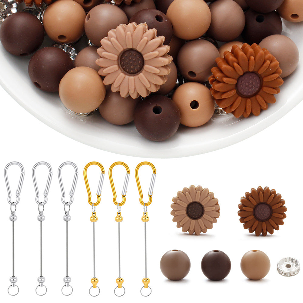 Sunflower Silicone Bead Keychain DIY Kit