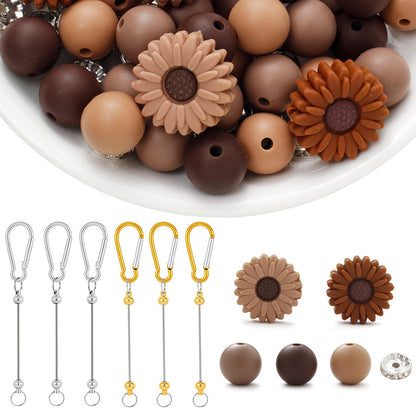 Sunflower Silicone Bead Keychain DIY Kit
