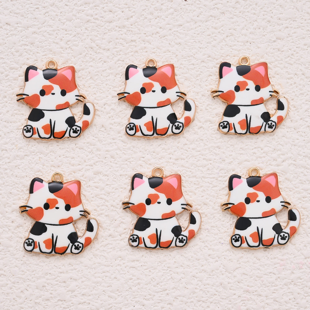 Enamel Cat Pendant Charms