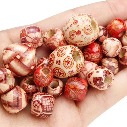 50/100-Piece Tribal Style Multicolor Wooden Spacer Beads