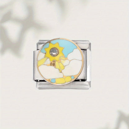 Space-Themed Stainless Steel Bead