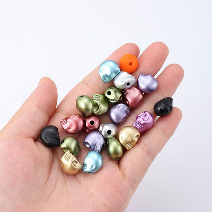 220pcs/box Mix Random Color Skull Heart Acrylic Beads Set