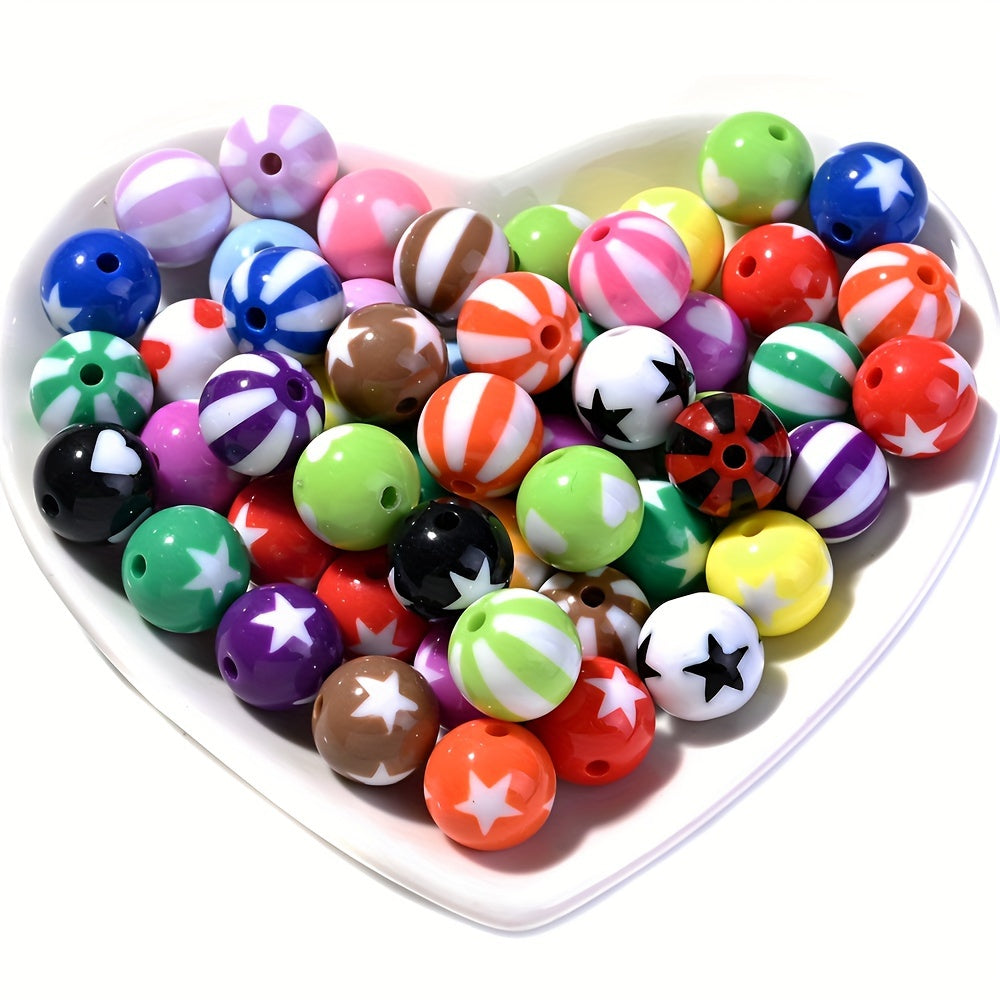 Striped Round Acrylic Beads