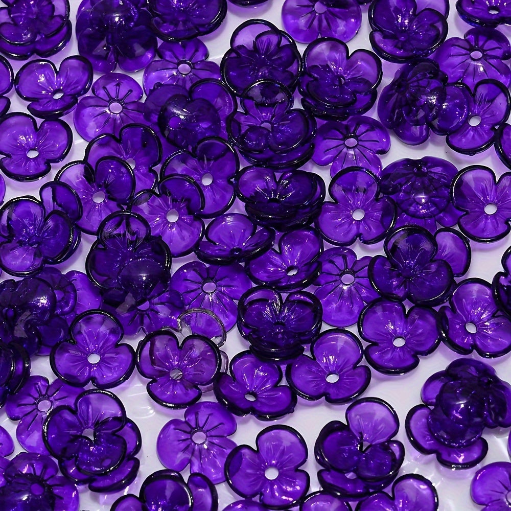 Transparent 3-Petal Flower Acrylic Beads