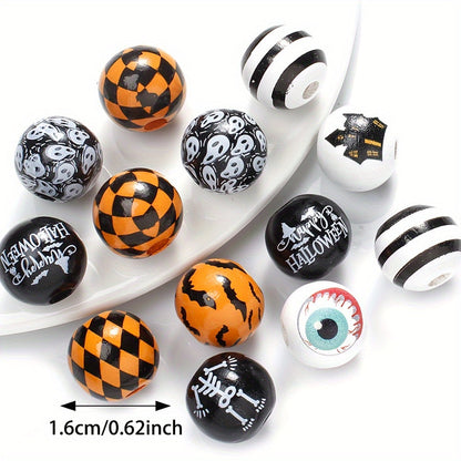 10PCS 16mm Multistyle Patterned Wooden Bead Set