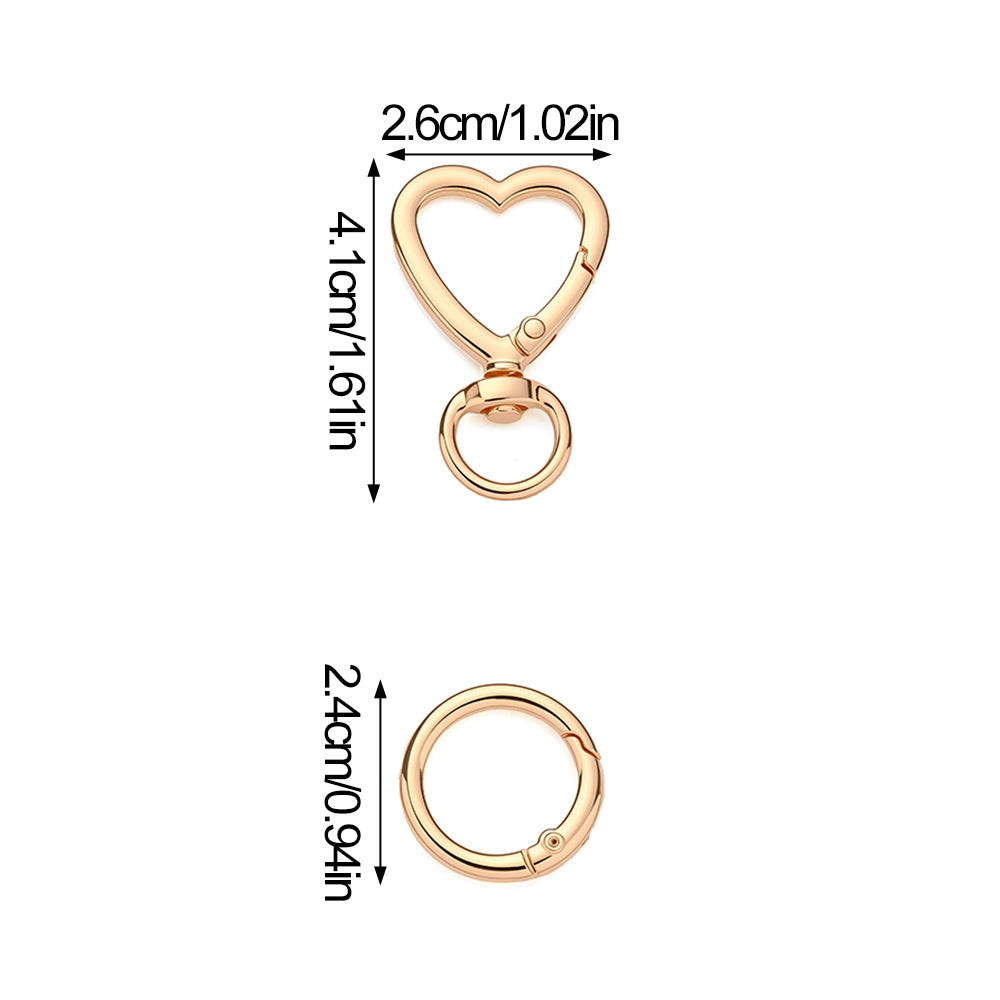 12 Pairs Heart & Round Double Buckle Keychain Set