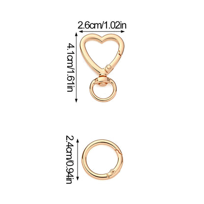 12 Pairs Heart & Round Double Buckle Keychain Set