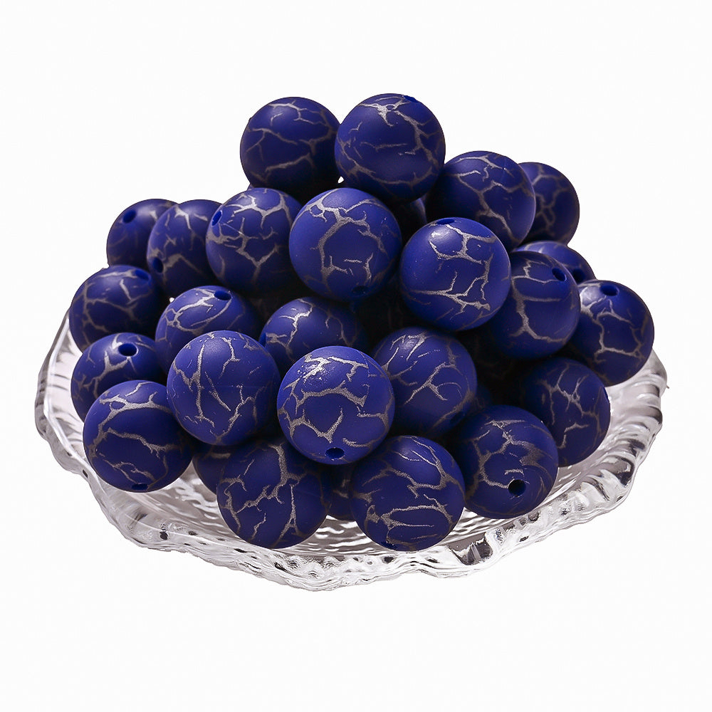 10pcs Crack Printed Silicone Spacer Beads