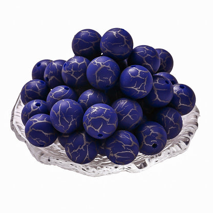 10pcs Crack Printed Silicone Spacer Beads