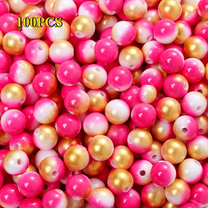 100/200pcs 6/8mm Gradient Acrylic Round Beads