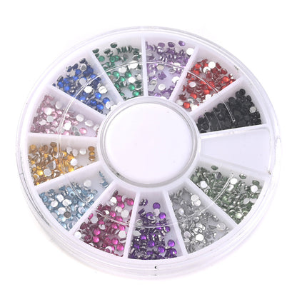 1BOX 12-Grid Transparent AB Rhinestone Sequin Set