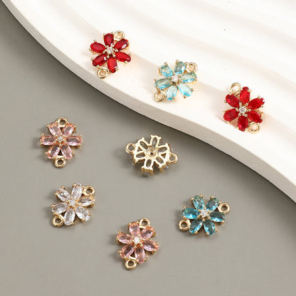 Glass Flower Rhinestone Connectors