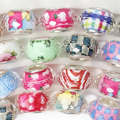 Color Printed Acrylic Large Hole Beads