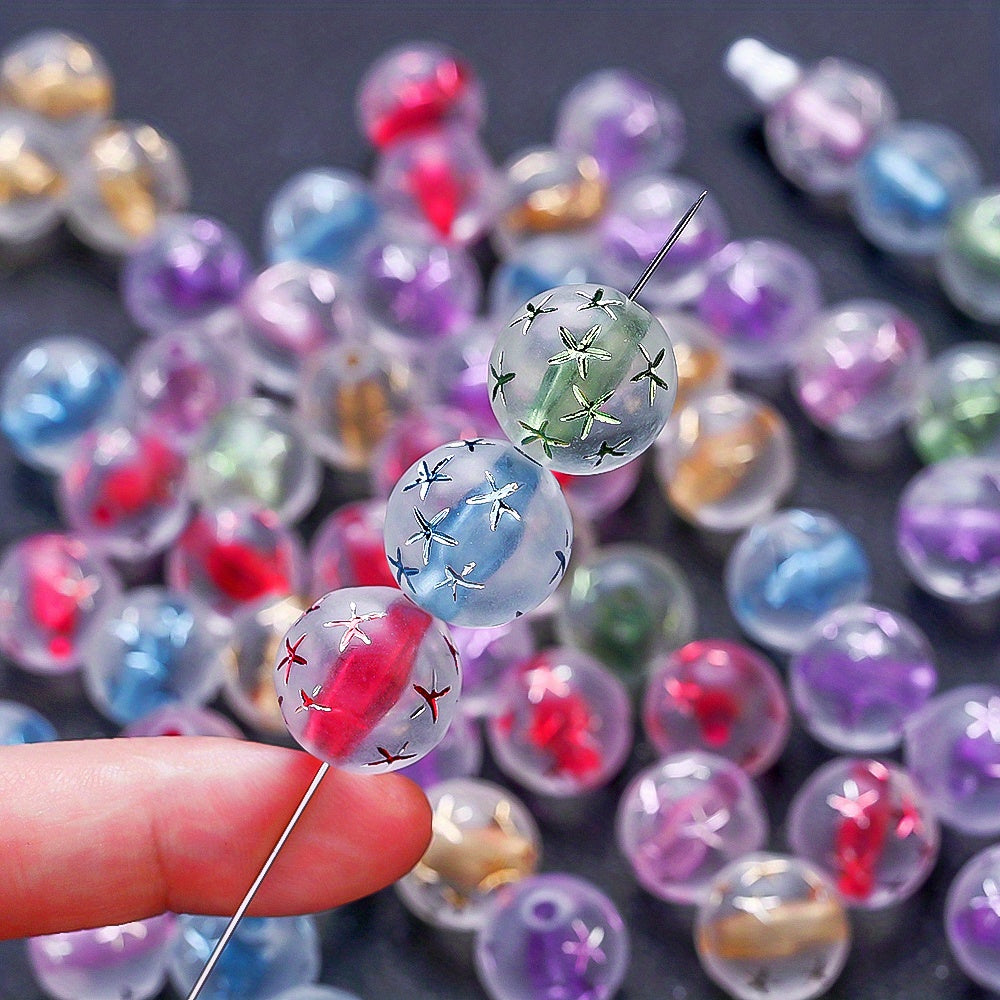 10pcs 16mm Colorful Starfish Print Acrylic Beads