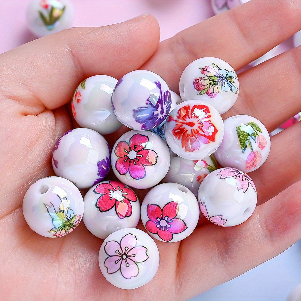 10pcs 16mm Pink Tulip Flower Acrylic Beads