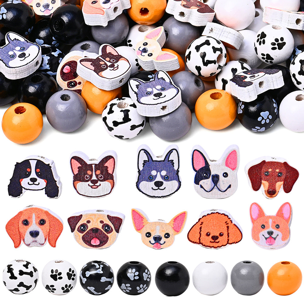 Pet-Themed Wooden Bead Set