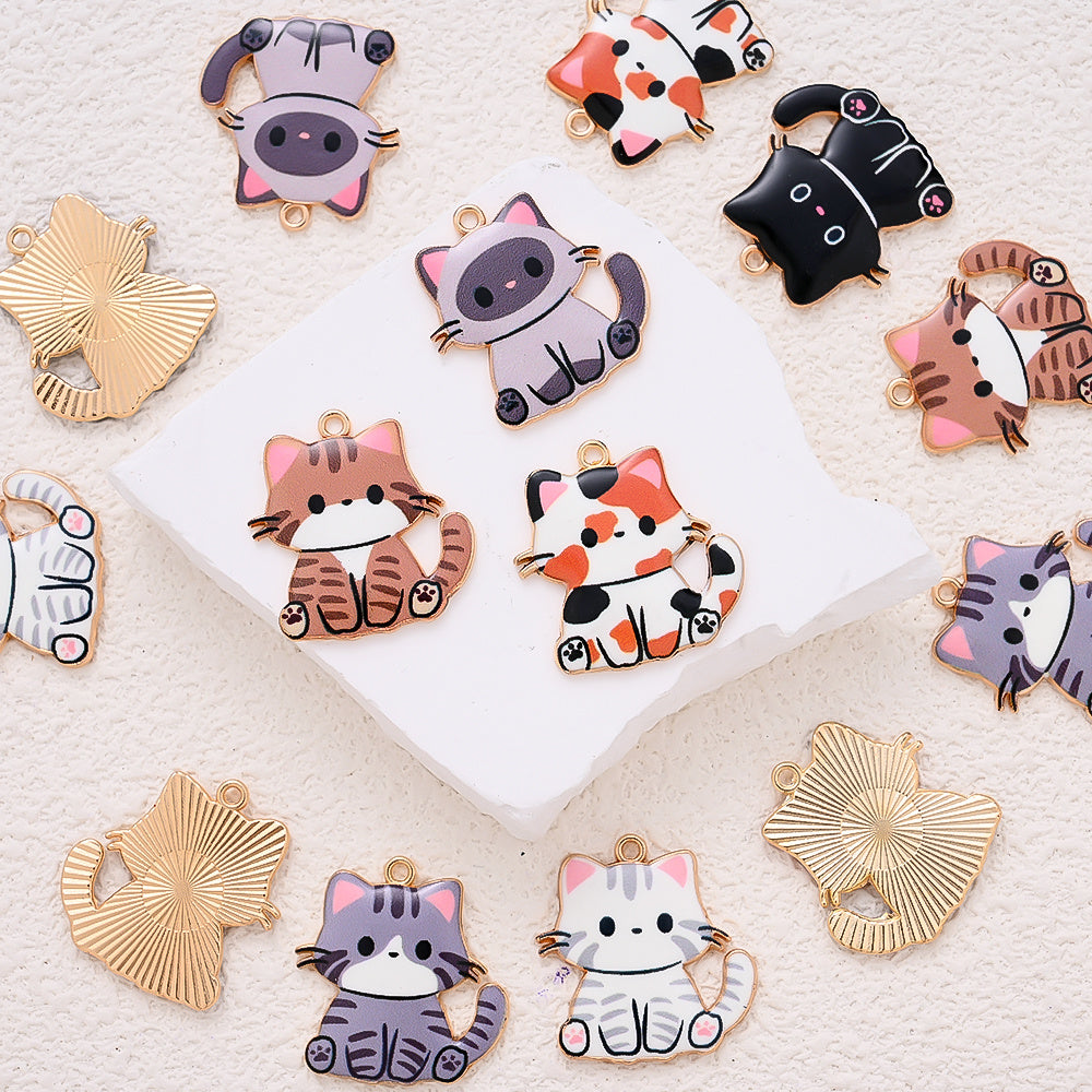 Enamel Cat Pendant Charms