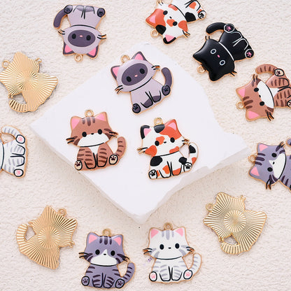 Enamel Cat Pendant Charms