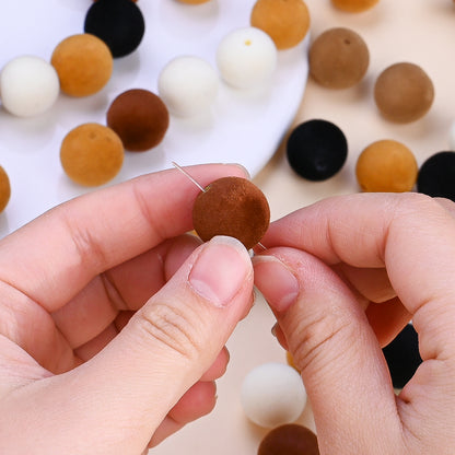 Velvet Fabric Acrylic Round Beads