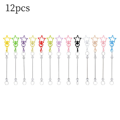 12PCS Star Lobster Clasp Beaded Keychain Set