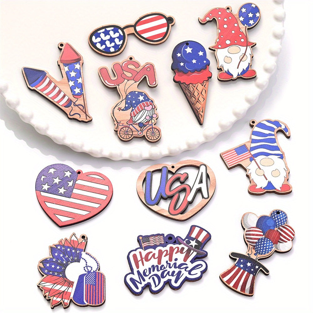 July 4th Patriotic Wooden Chain Charms