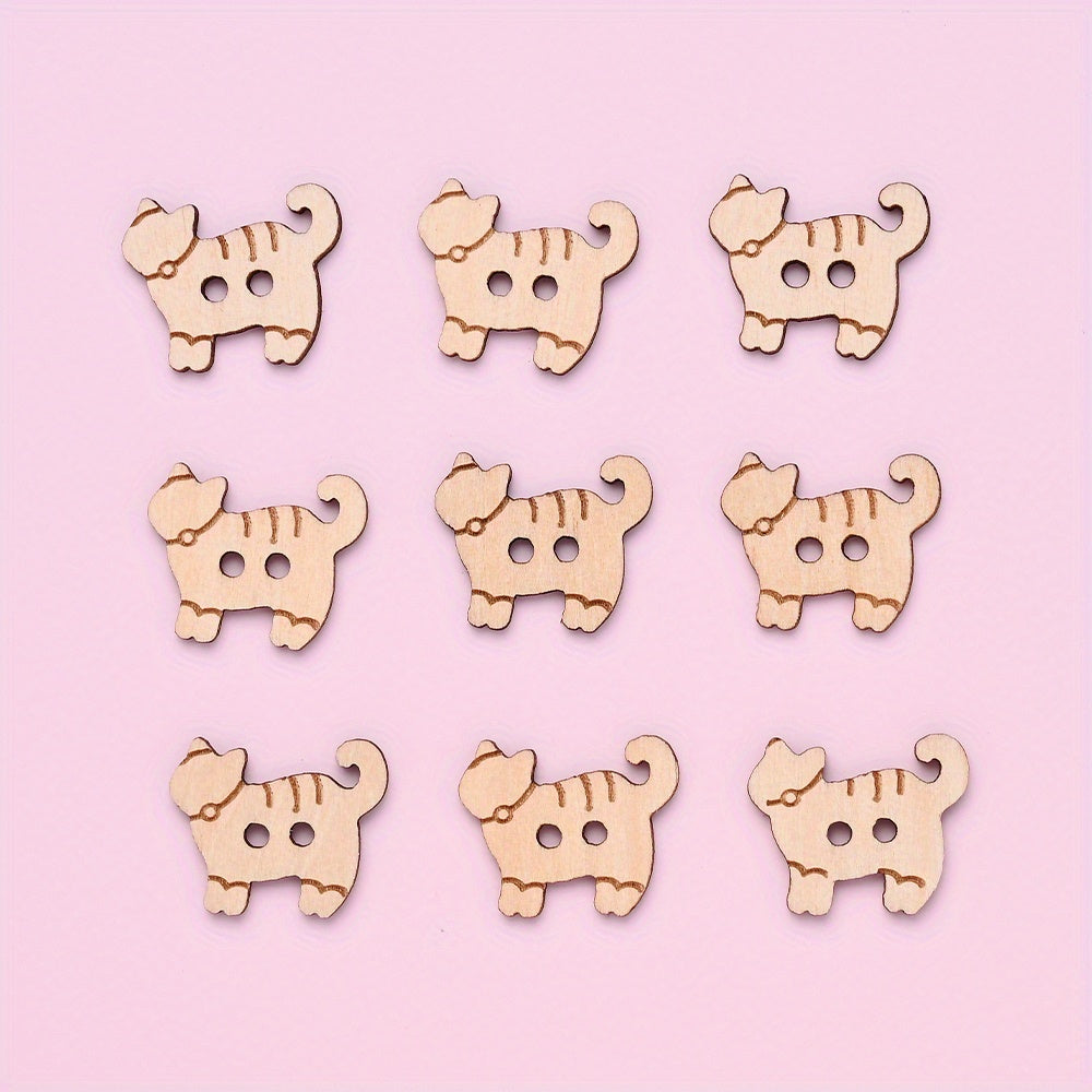 Kitten Wood Double Hole Buttons
