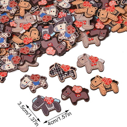 Lucky Horse Wooden Pendants