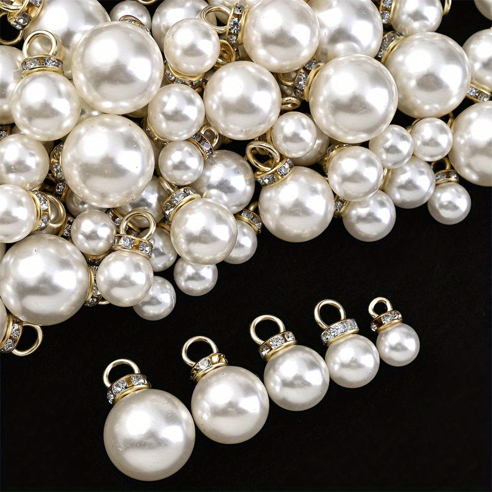Acrylic Imitation Pearl Pendant Beads with Rhinestone Rondelle
