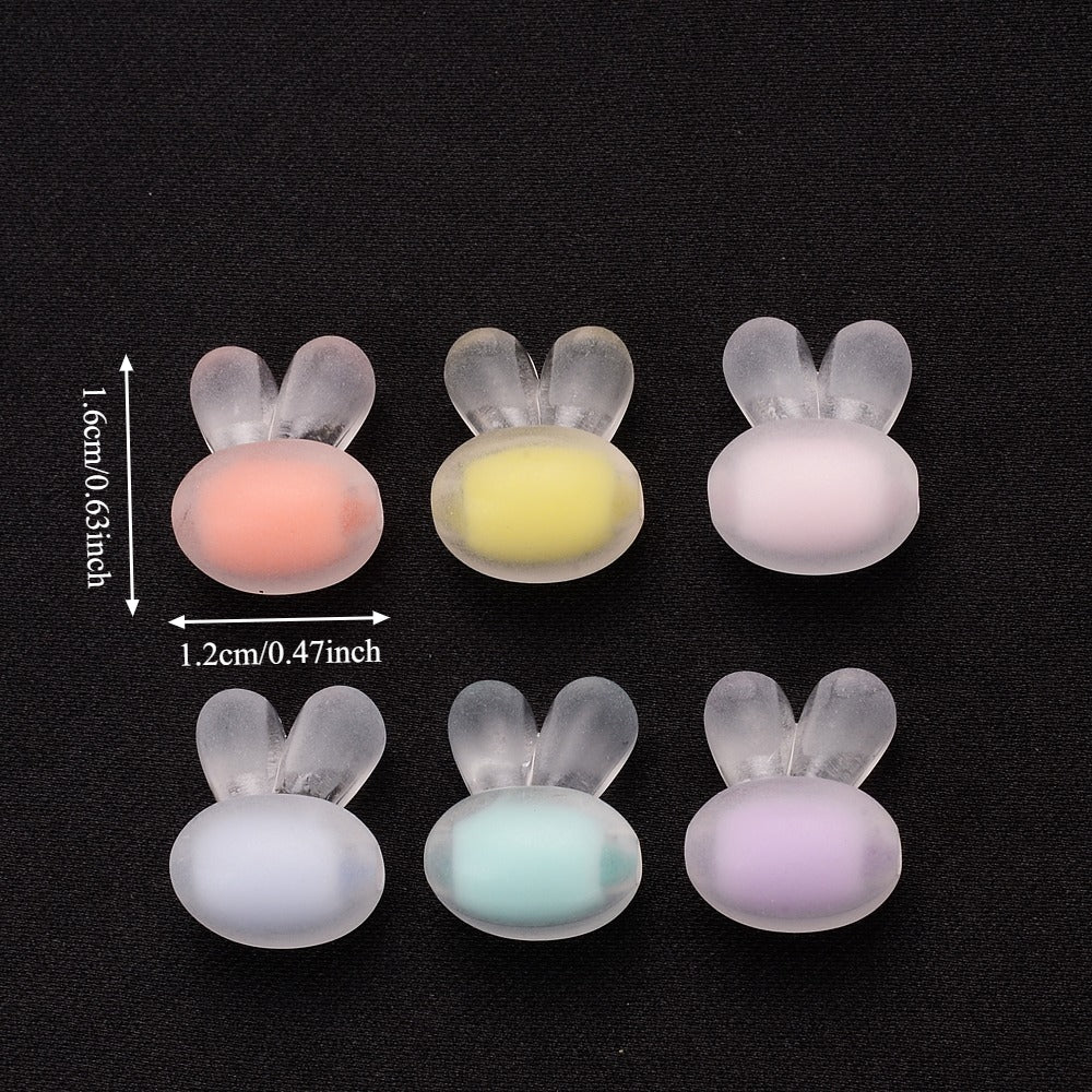 Colored Rabbit Head Acrylic Spacer Beads