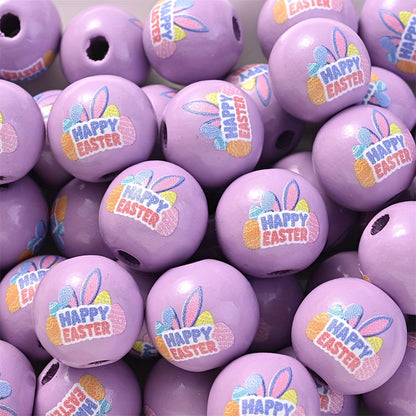 10PCS 16mm Easter-Themed Wooden Bead Set