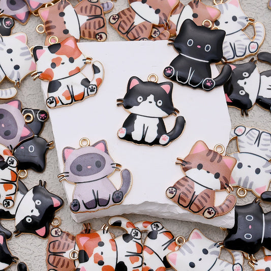 Enamel Cat Pendant Charms