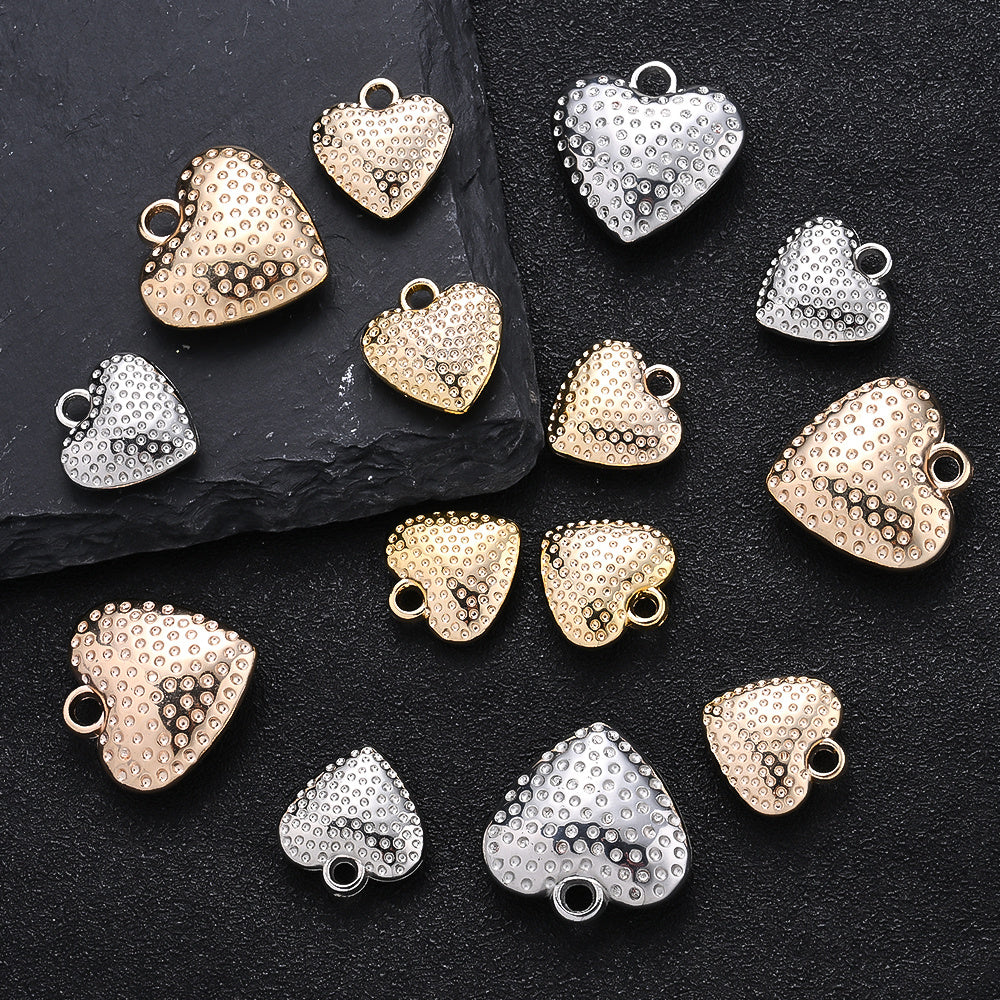 Polka Dot Striped Heart CCB Pendants