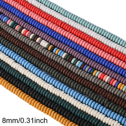 1SET 8mm Mixed Color Volcanic Stone Abacus Beads