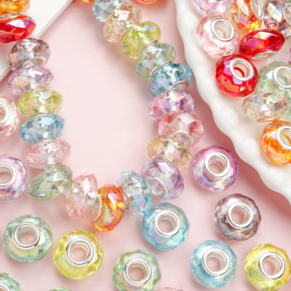 30pcs/set Transparent Faceted Acrylic Large Hole Beads