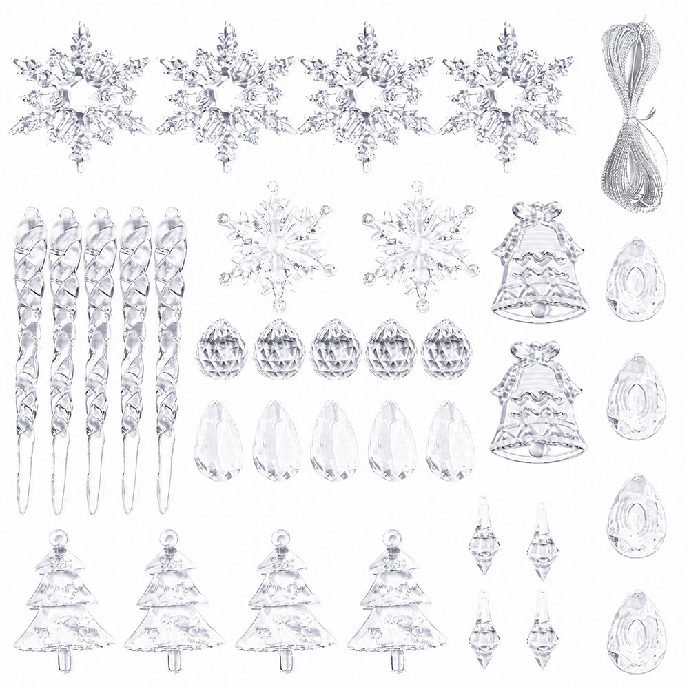 35-Piece Clear Acrylic Christmas Hanging Decorations