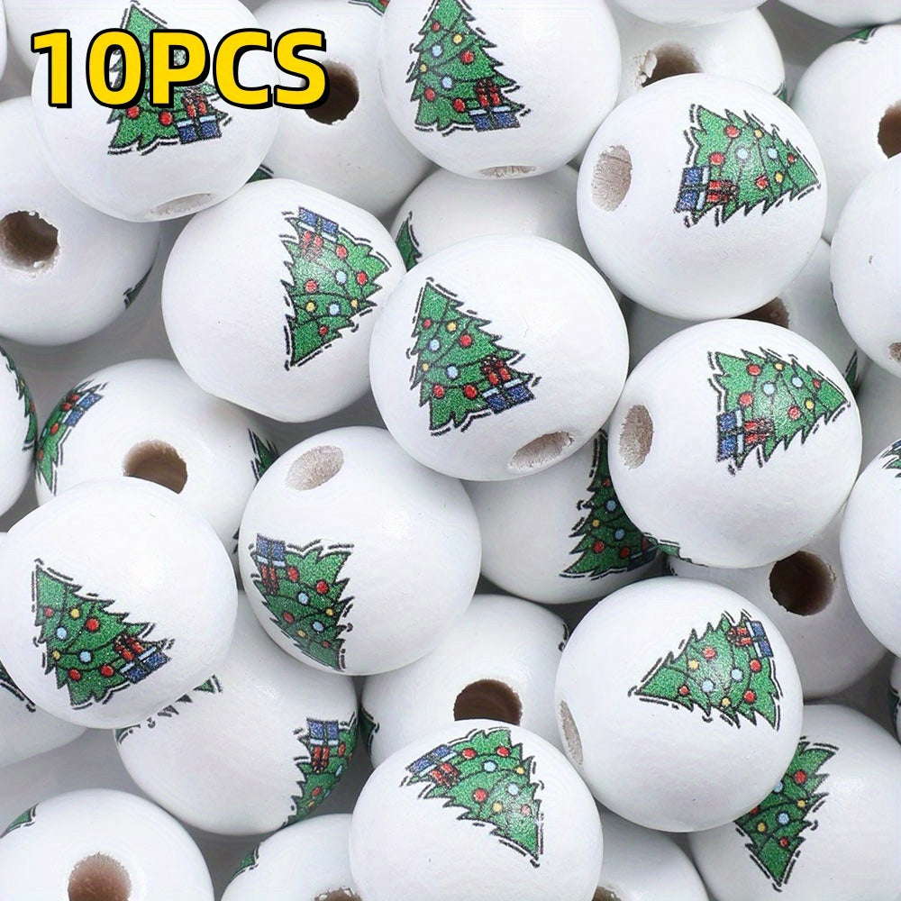 10pcs/set 16mm Christmas Wooden Beads