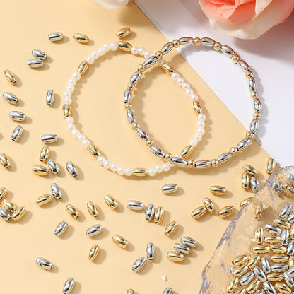 Gold and Silver Oval Acrylic Spacer Beads