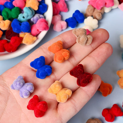 5pcs 15x18mm Resin Flocking Bear Beads