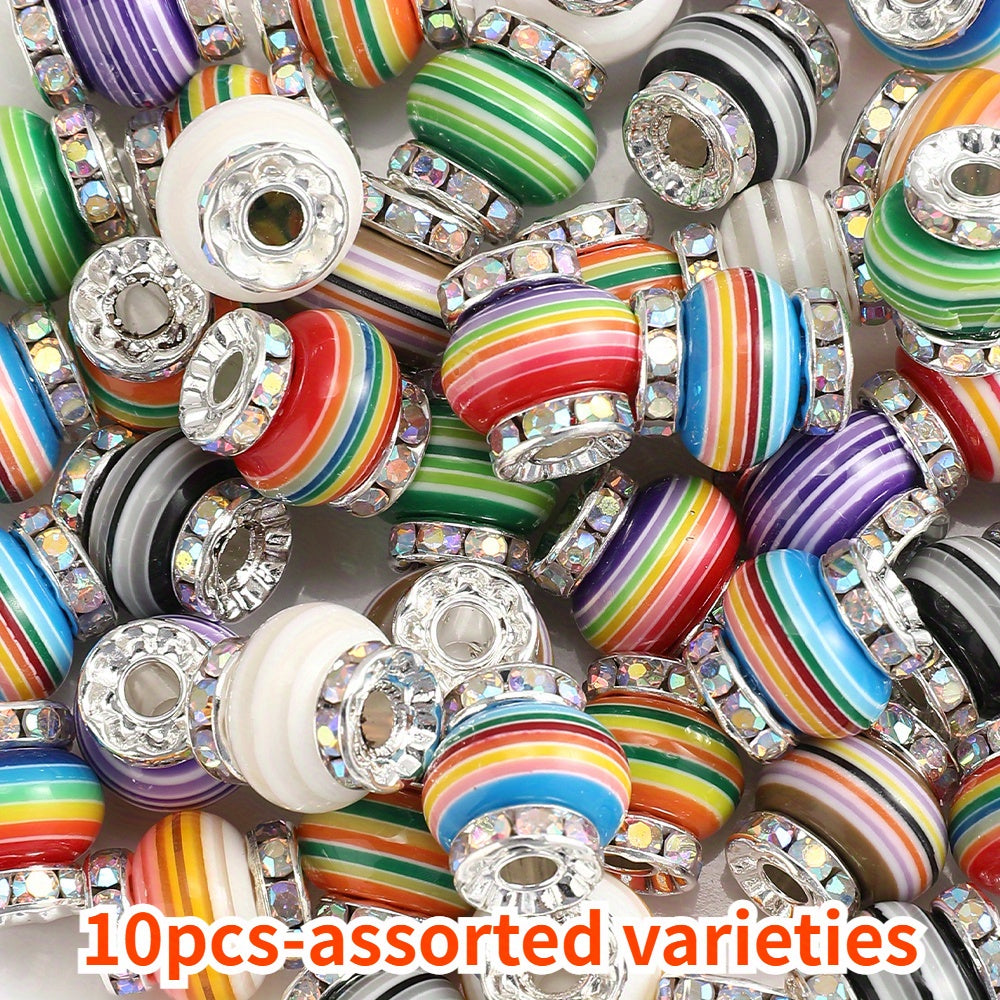 10pcs 14x15mm Rainbow Rhinestone Resin Wheel Beads