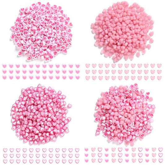 100pcs/set 7x8mm Pink Peach Gradient Heart Acrylic Beads