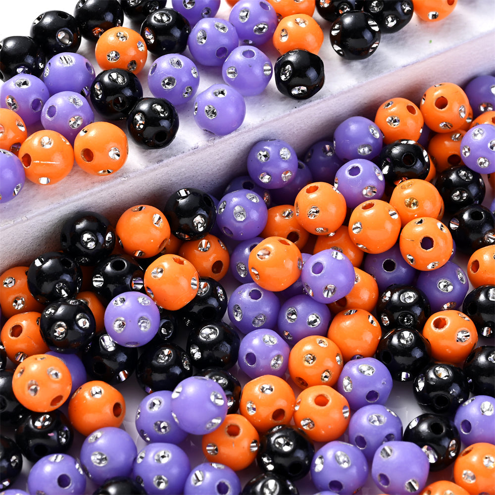 1000PCS 8mm Halloween Rhinestone Acrylic Bead Set