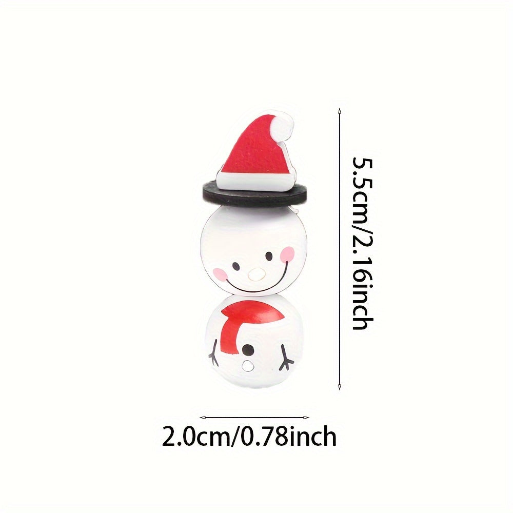 5pcs Christmas Snowman Wooden Round Beads