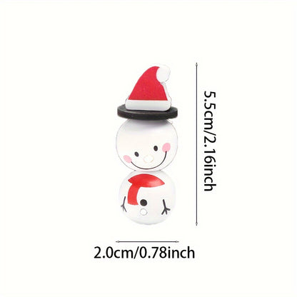 5pcs Christmas Snowman Wooden Round Beads