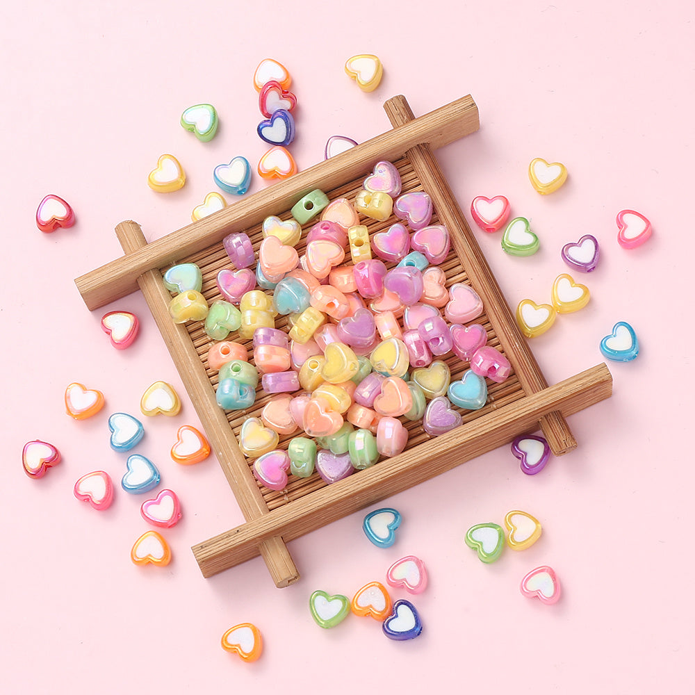 AB Mixed Color Heart Acrylic Beads
