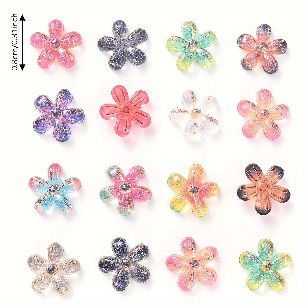 100PCS 8mm Five-Petal Flower Acrylic Bead Set