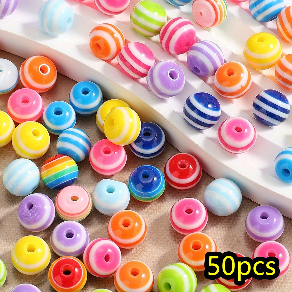 Rainbow Striped Resin Beads